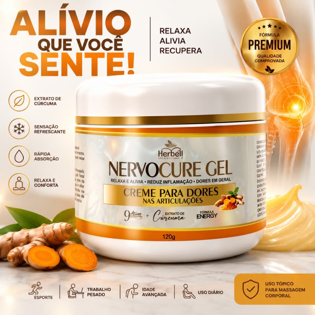 Nervocure Gel Massageador Creme Relaxante com Cúrcuma 120g