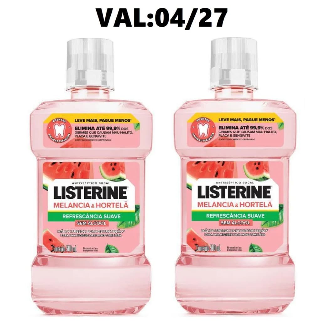 Listerine Enxaguante Bucal Sem Álcool Melância e Hortelã (2UNID) 500ml(256050)