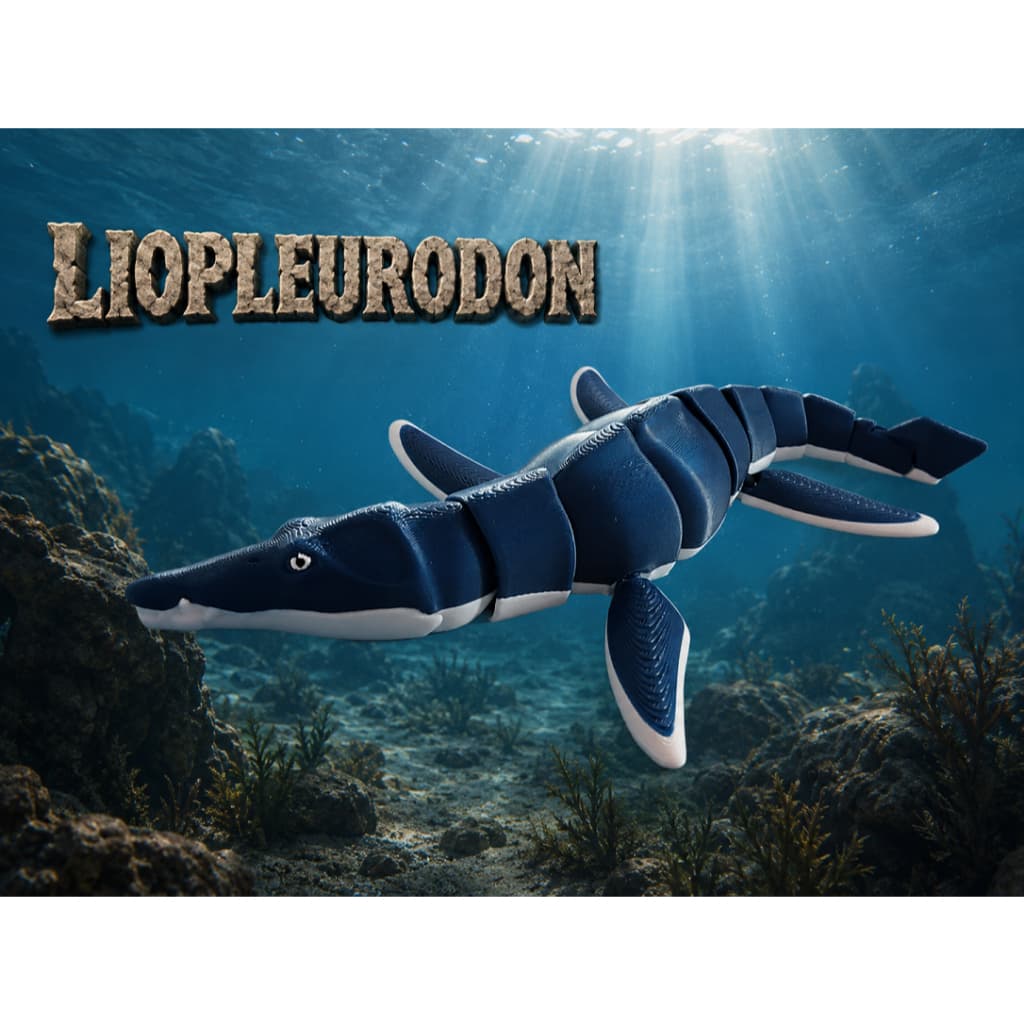 Liopleurodon Articulado 3D  | Réptil Marinho Jurassic World | Brinquedo Sensorial Fidget Toy