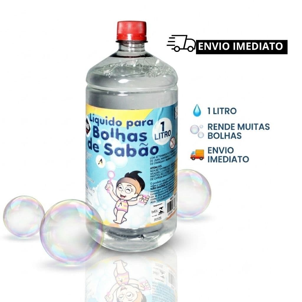 Líquido Para Bolha de Sabão 1 Litro Refil Recarga Solução Bolhas Infantil Brinquedo