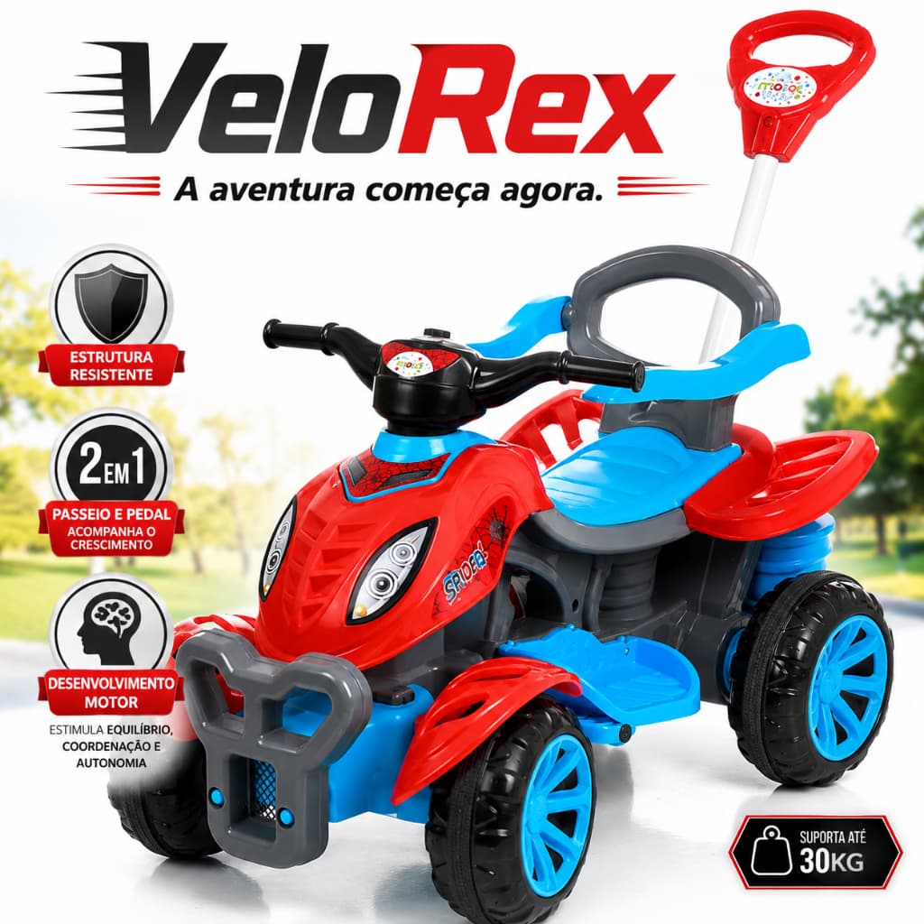 Quadriciclo Infantil Rodas Reforçadas Design Esportivo VeloRex