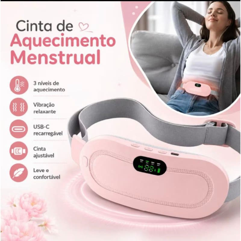 Massageador Elétrico Cinta Abominal Térmica Compressa Vibratória Quente Pochete Alívio de Cólicas Relaxamento USB