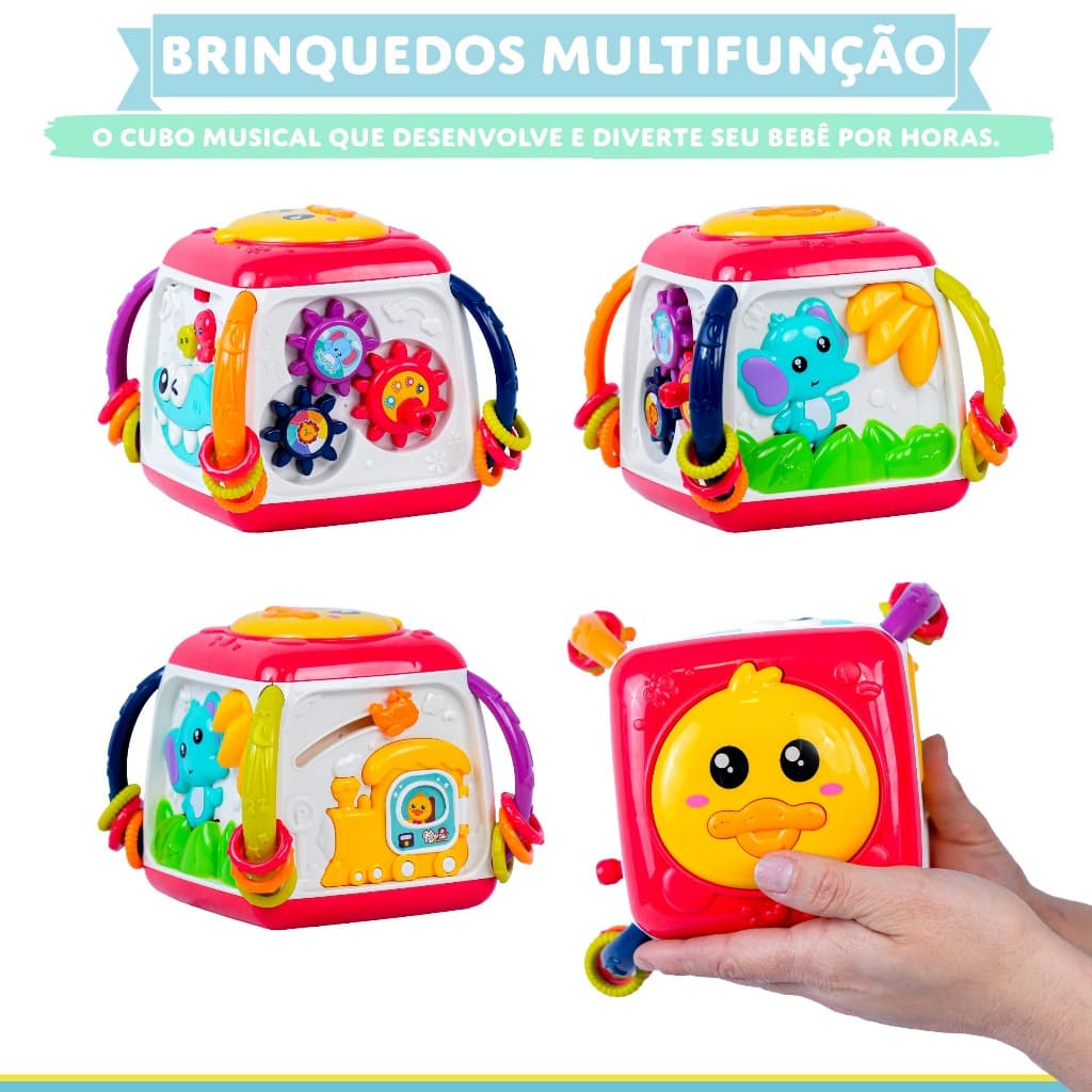 Cubo de Atividades Montessori Infantil Educativo Colorido Brinquedo Bebê