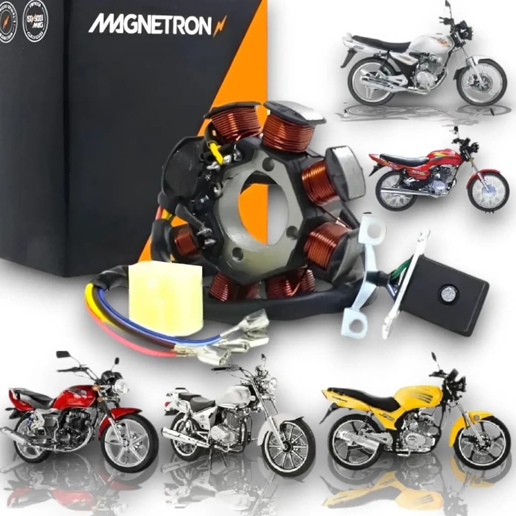 Estator de Magneto Magnetron de Cobre 8 Polos 12V Sem Base para Moto Hunter Max 125 Speed Kansas 150
