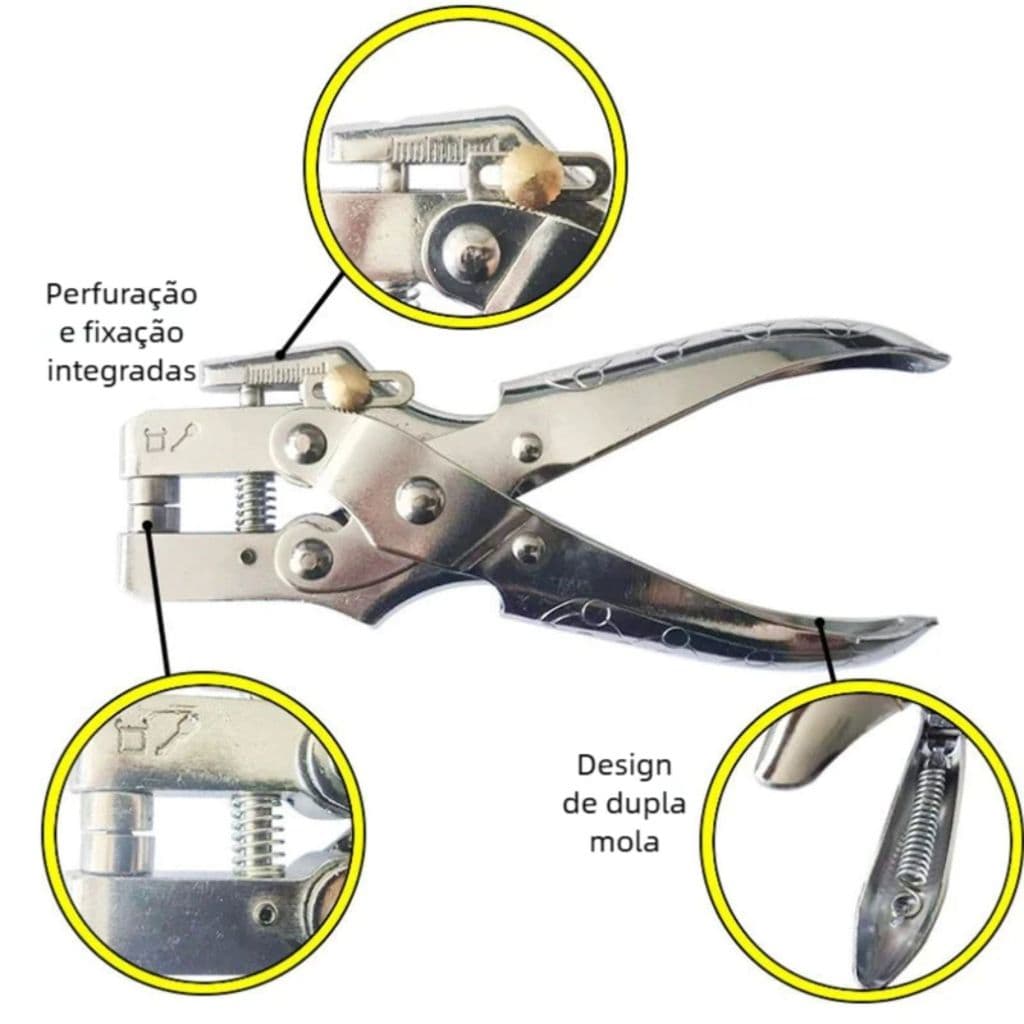 Profissional Alicate 2 em 1 – Fura e Aplica Ilhós, Kit com +100 Ilhós