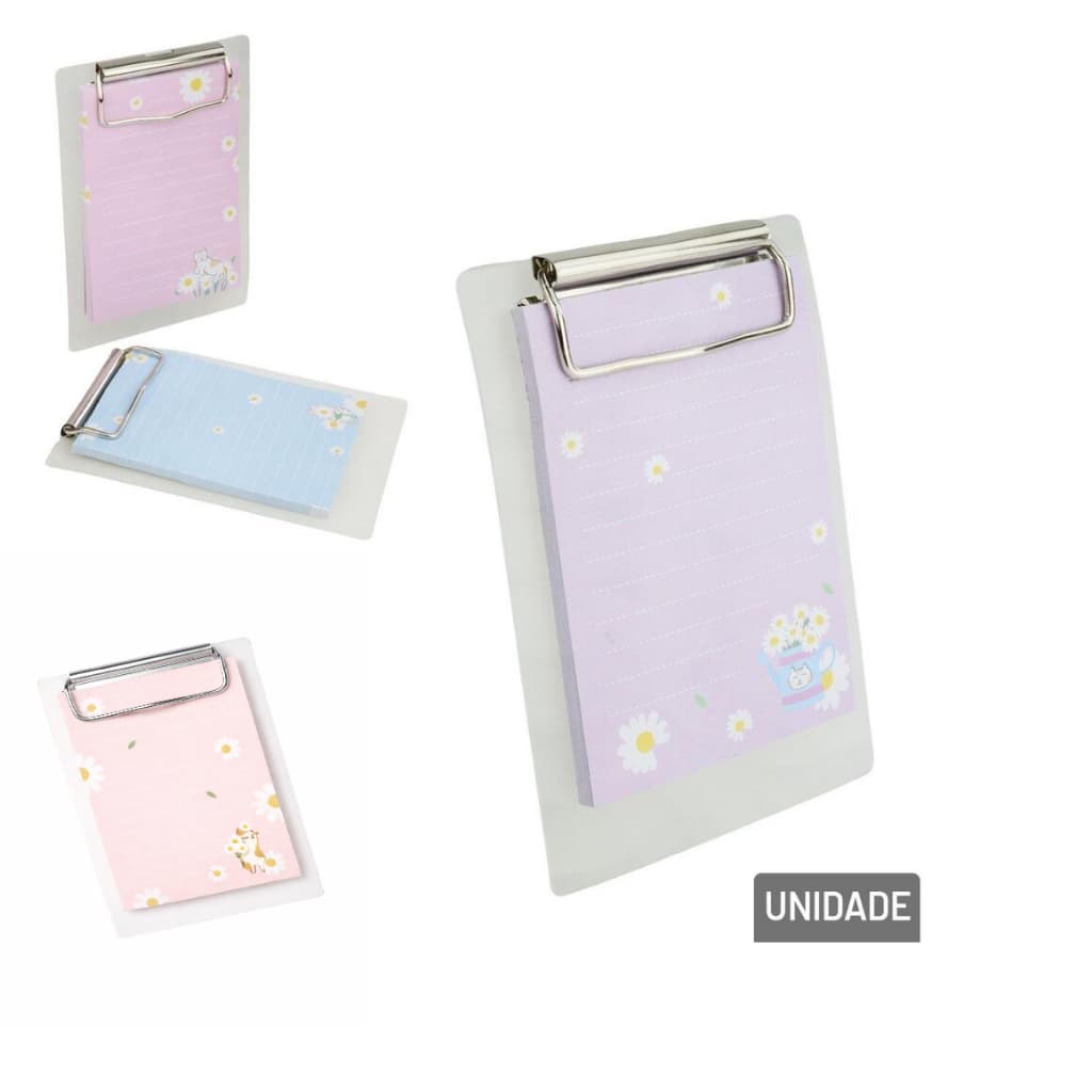 Bloco De Anotações Notas Com Mini Prancheta 30 Folhas Tamanho 8 x 5 x 1cm