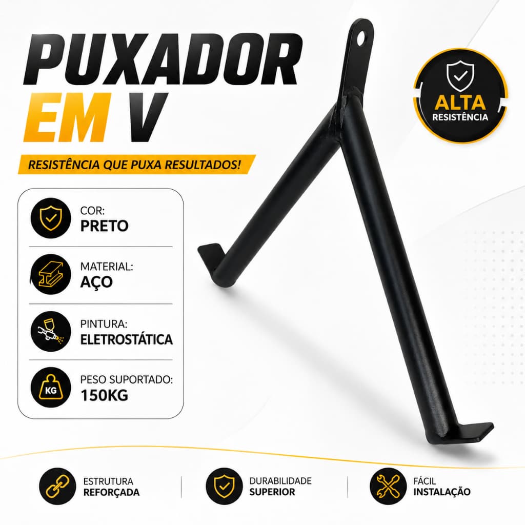 Puxador V Barra Pulley Tríceps Academia Profissional Equipamento Fitness Musculação Bíceps Treino