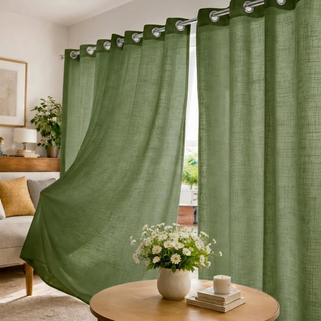 Cortina Sala Quarto Linho Rústico Premium 4,00x2,70m Varão Luxo Elegante