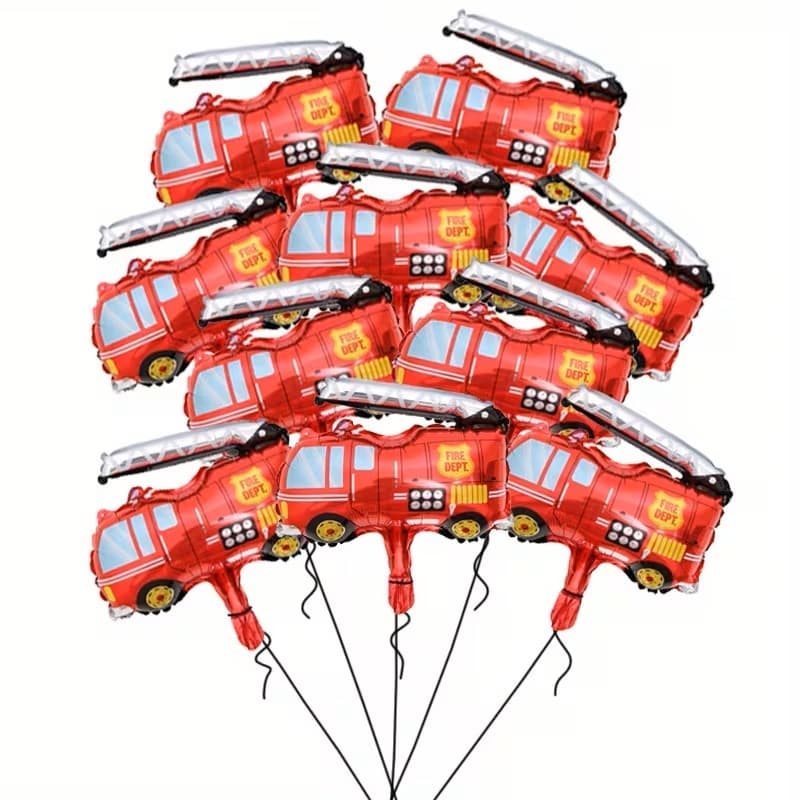 10 Mini Balão Bombeiro Metalizado 32cm Firetruck Decoração C90530