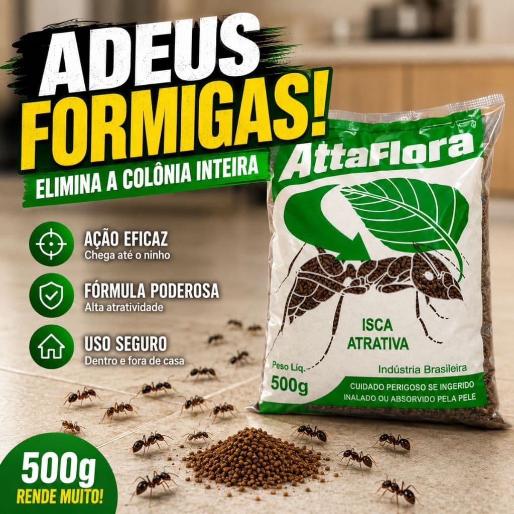 Isca para Formigas Cortadeira Quemquem Saúva Atta Flora Uso Fácil Proteção Para Jardins Hortas 500g