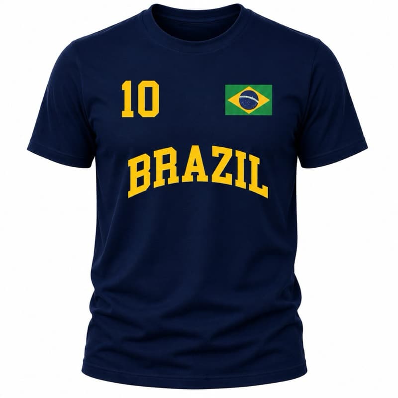 Camiseta T-Shirt Brasil Casual – Estampa 10 + Bandeira Copa do Mundo HEXA | Unissex