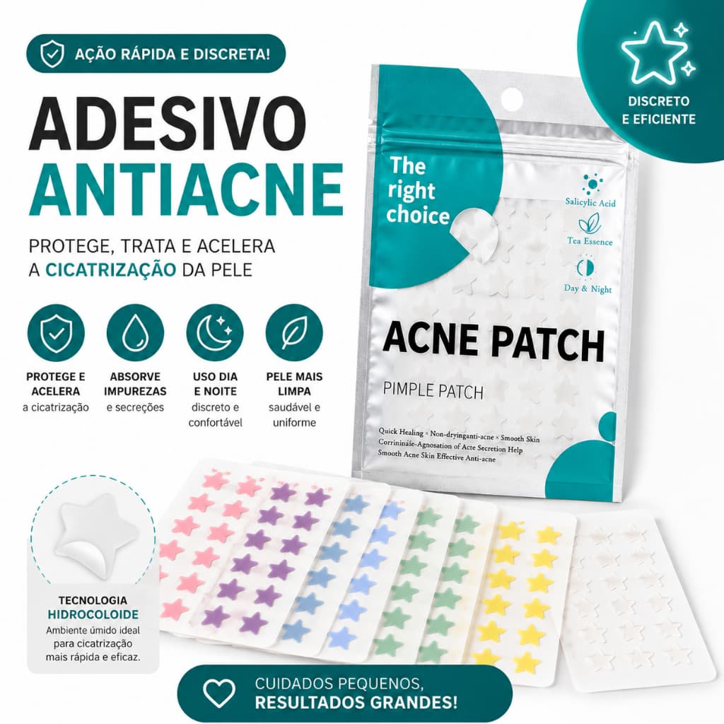 Acne Patch Adesivo Anti Acne Hidrocoloide Estrela Para Espinhas Colorido