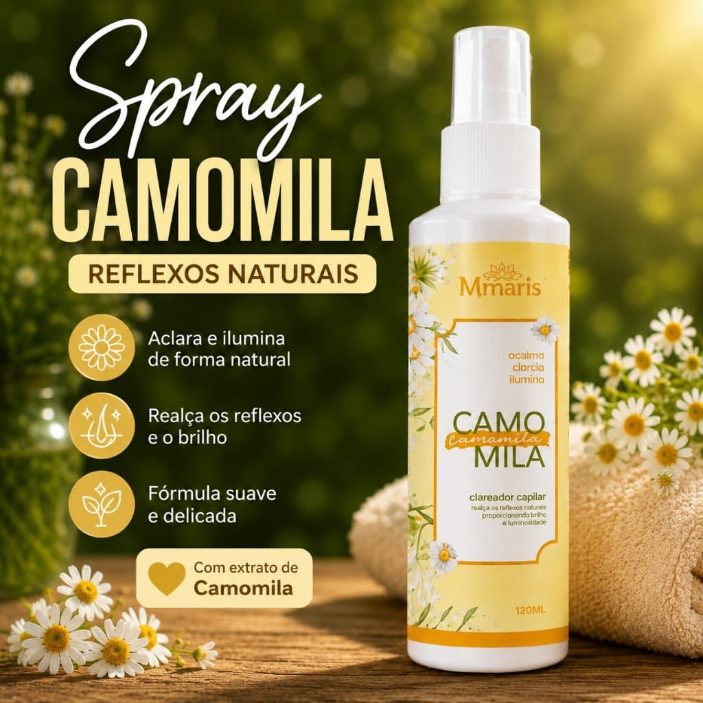 Spray Clareador Cabelo Natural Camomila Cabelos Clareia Reflexo Naturais NÃO contém Água Oxigenada