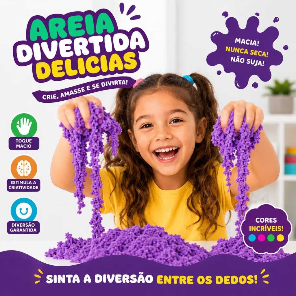 Kit Areia Cinética Massinha Divertida Criativa Modelagem 500g Brinquedo Sensorial Fundo do Mar
