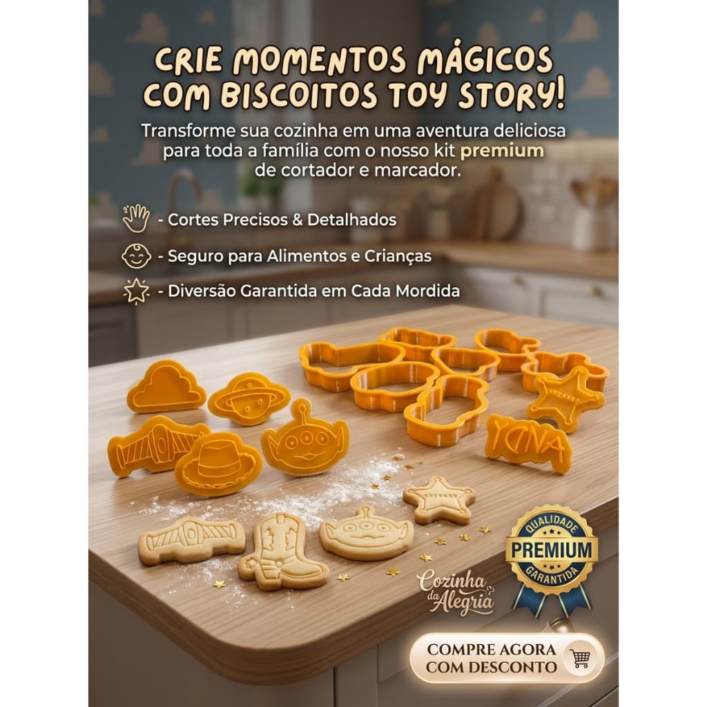 Kit 8 Cortadores de Biscoito Toy Story 3D – Modelos Delicados para Confeitaria