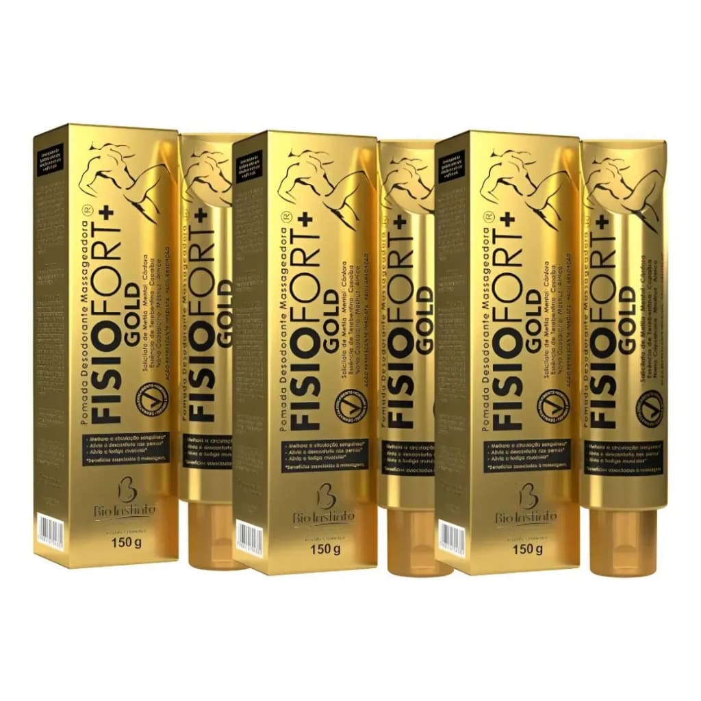 3 Pomada Bio Instinto Fisiofort Premium Gold 150 Gramas Arnica
