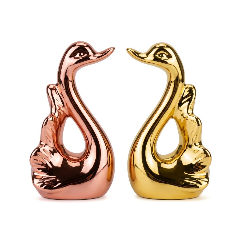 Cisne Decorativo Cerâmica Metalizado – Decoração Elegante BG