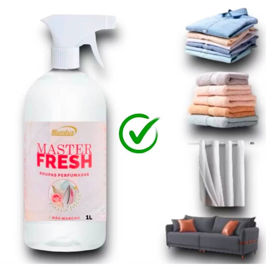 Facilitador Ferro Passar Masterfresh 1L Mundus Spray Perfuma Cama Travesseiro E Guarda Roupa Cheiro Prolongado Ja