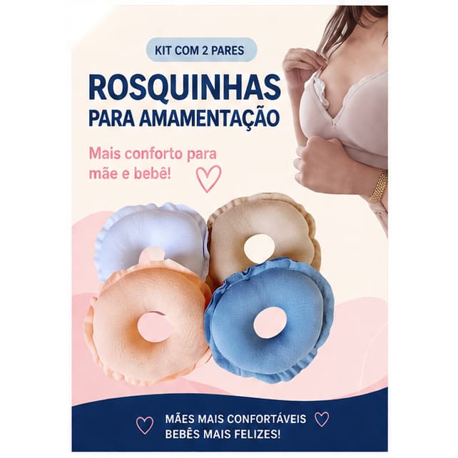 KIT COM 2 PARES  4 UNIDADES Protetores para Seios Rosquinhas Amamentação