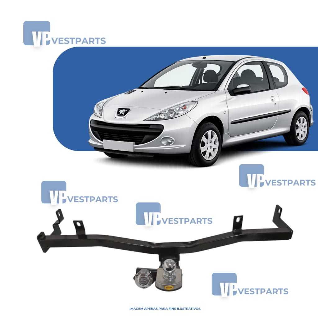 Engate Reboque Original Peugeot 206/207 (Todos os anos) Hatch Homologado Premium 450kg