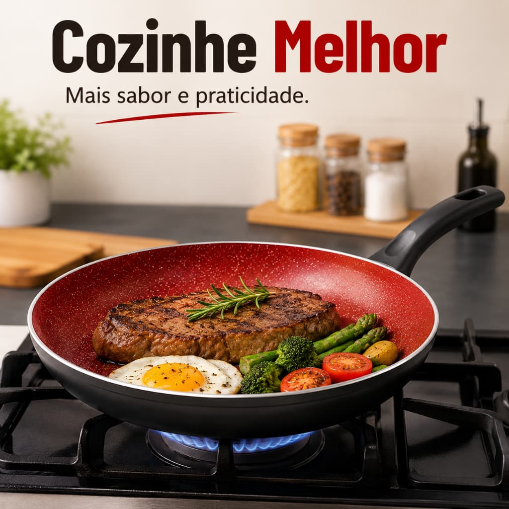 Frigideira Antiaderente 28cm Cerâmica Alumínio Fundo Indução Fratelli Max Chef
