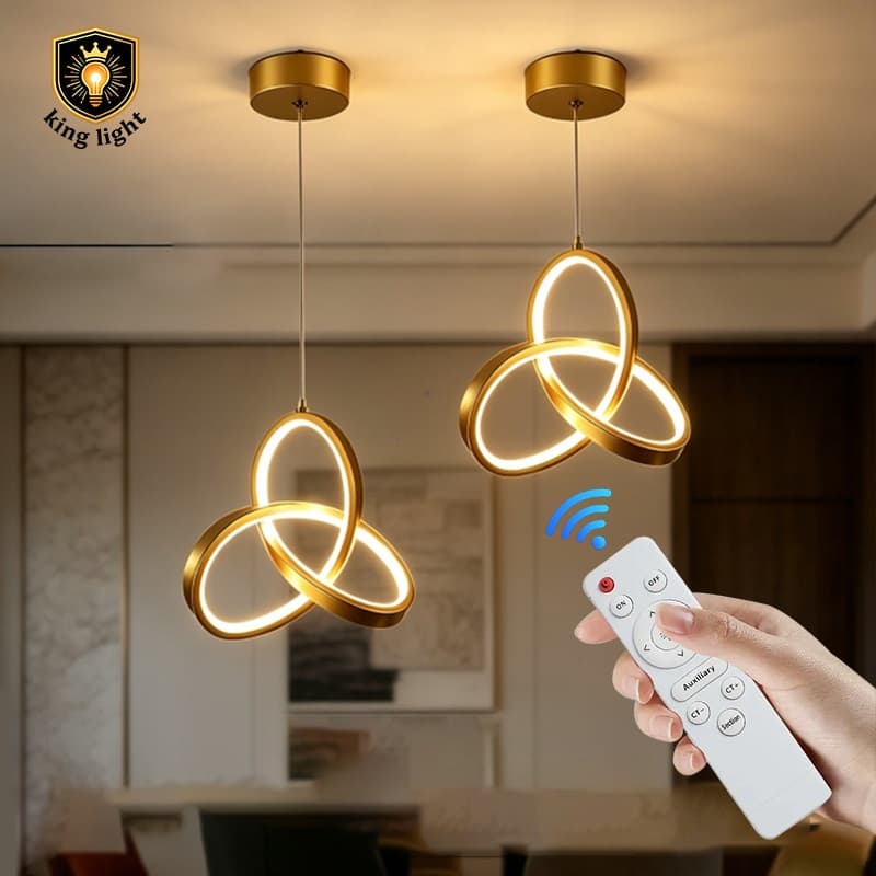 Luminária de Teto Lustre Pendente LED Moderno com Três Cores de Luz para Sala, Quarto, Cozinha e Ambientes Internos
