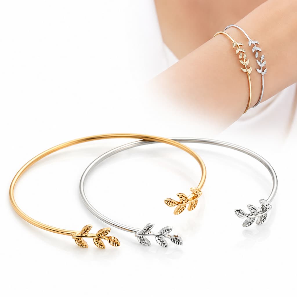 Pulseiras Com Pingente De Folhas Abertas Para Mulheres