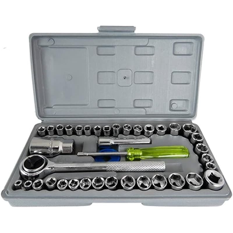 KIT CHAVE CATRACA REVERSÍVEL JOGO PROFISSIONAL DE SOQUETES 40 PEÇAS