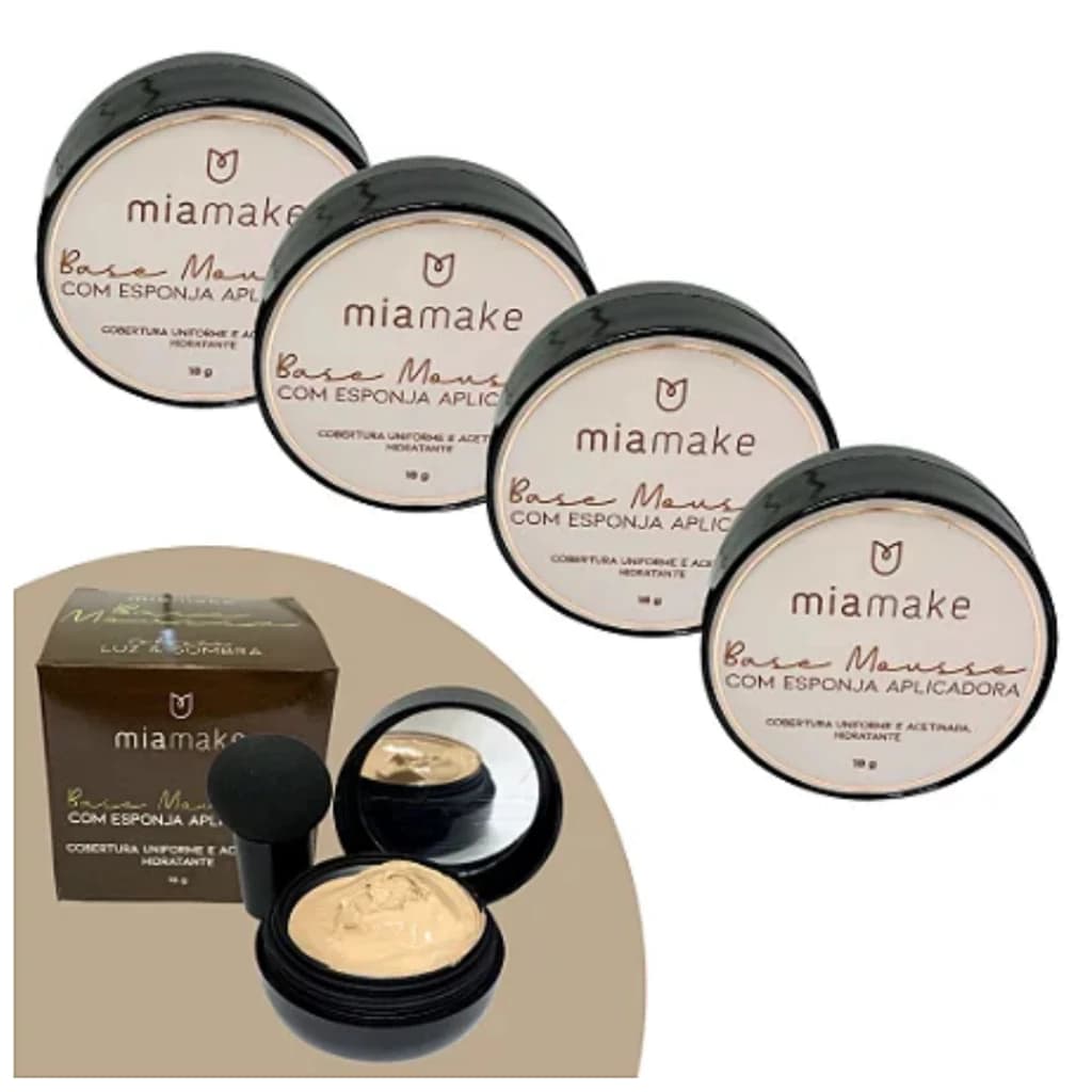 BB Cream Mia Make 18g Base Facial Corretivo com Esponja Aplicadora