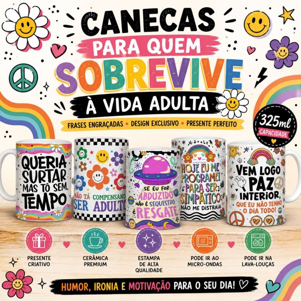 Caneca Vibes | Frases Engraçadas 325ml Cerâmica Personalizada | Presente Especial