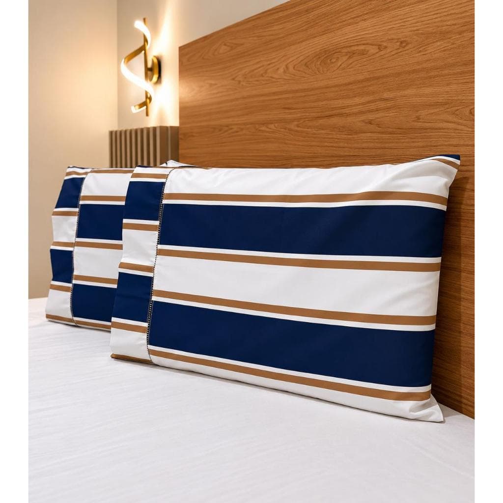 Par de Fronhas Estampadas Percal 180 Fios 70x50 Ponto Palito Premium Macia