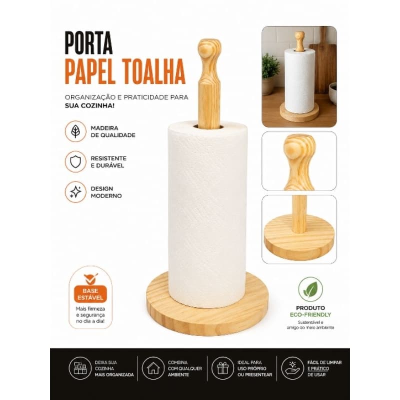 Porta Papel Toalha em Madeira – Elegância, Organização e Praticidade para sua Cozinha!