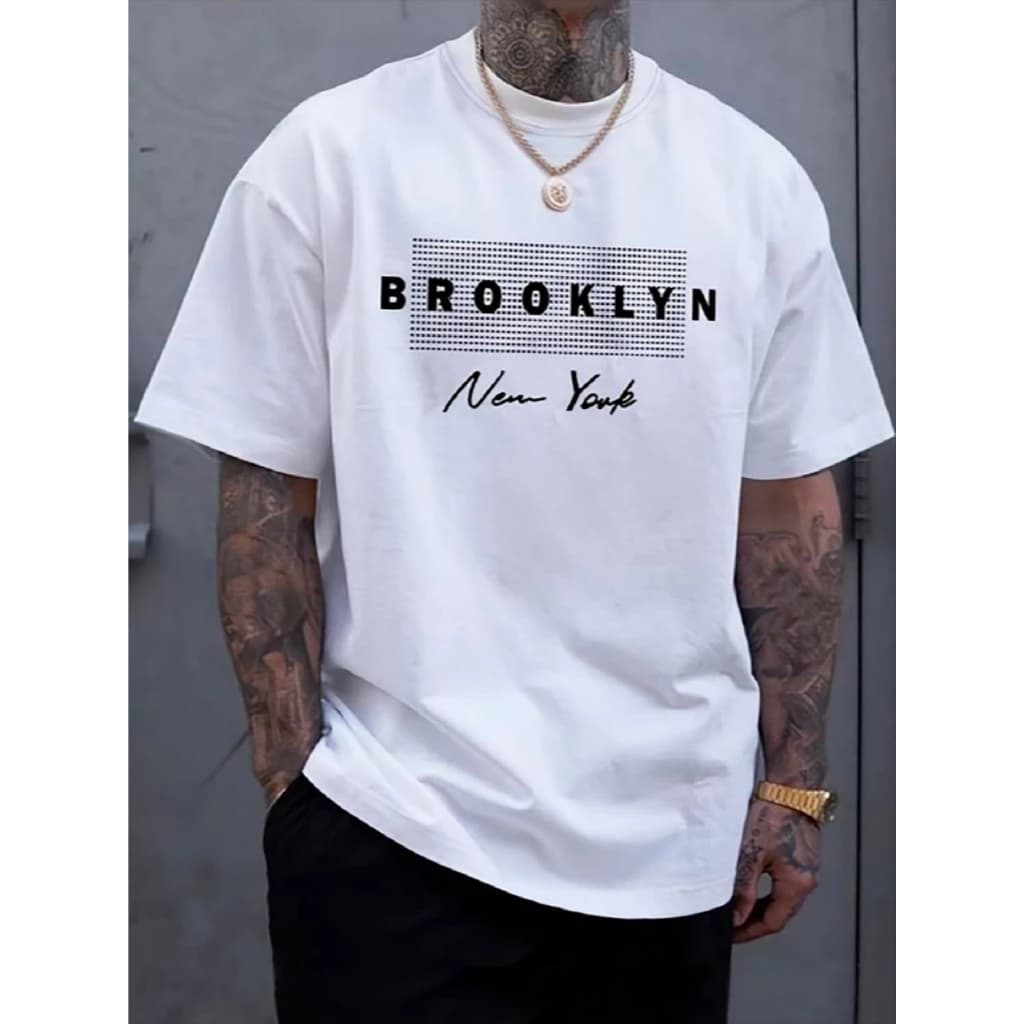 Camiseta Masculina Preta Brooklyn New York Estilo Urbano 100% Algodão premium camisa estampada lançamento confortavel