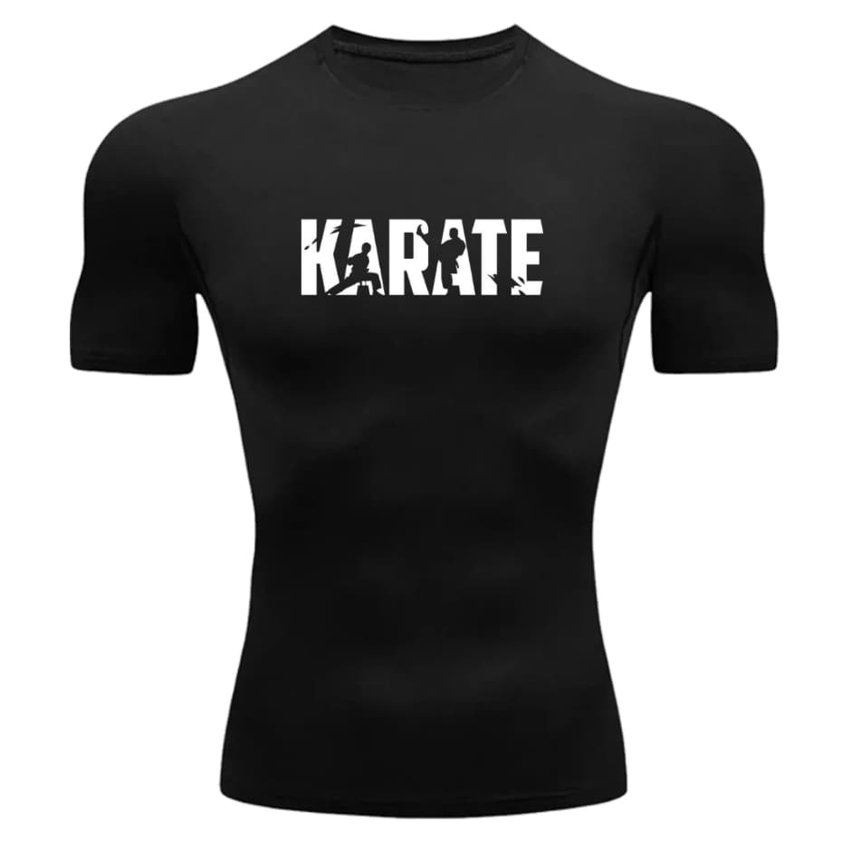 Camisa de Compressão Karate Luta Treino Camiseta Fitness Academia Manga Curta