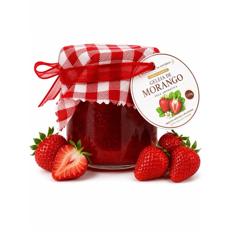 Vela Aromática Artesanal – Geleia de Morango 120g | Velas Gourmet | Velas Especiais | Presentes Criativos
