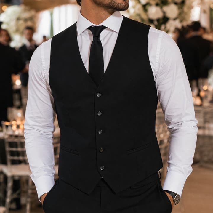 Colete Social Masculino Slim - Oxford Premium Preto e Marinho - DIRETO DA FABRICA