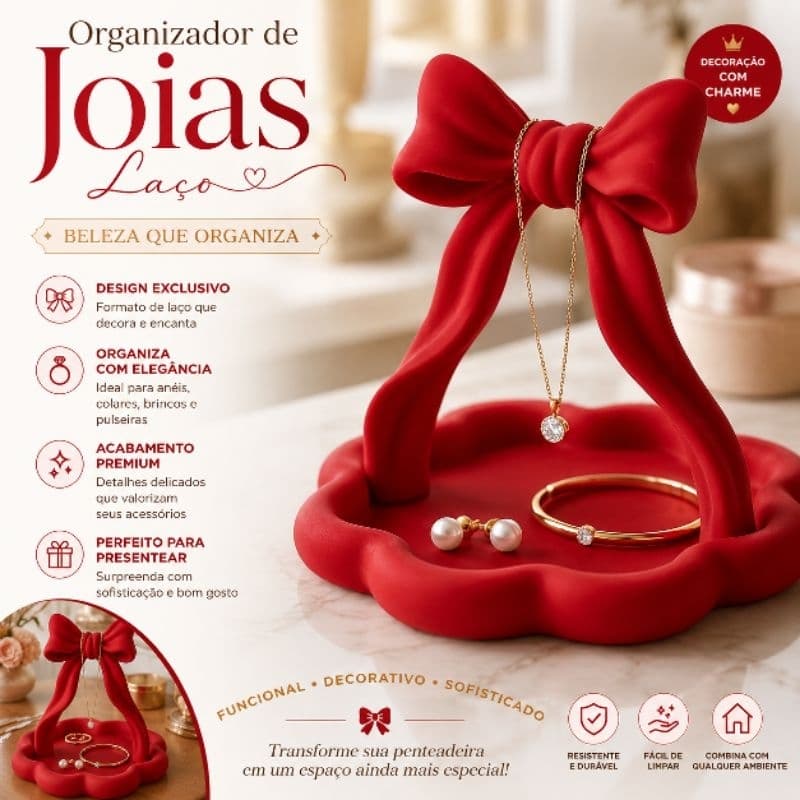 ✨ Organizador de Joias em Formato de Laço/ delicado e moderno.