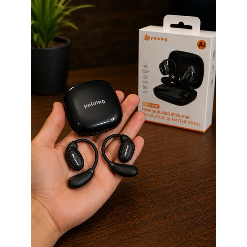 Fone Bluetooth Open Ear Peining PEI-P1001 Tradução IA Tempo Real Bluetooth 5.4 Sem Fio Original