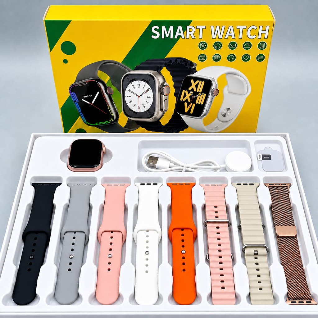 2026 Smartwatch 8 em 1 com Chamada Bluetooth e Monitor de Pressão Arterial Relógio Inteligente Fitness
