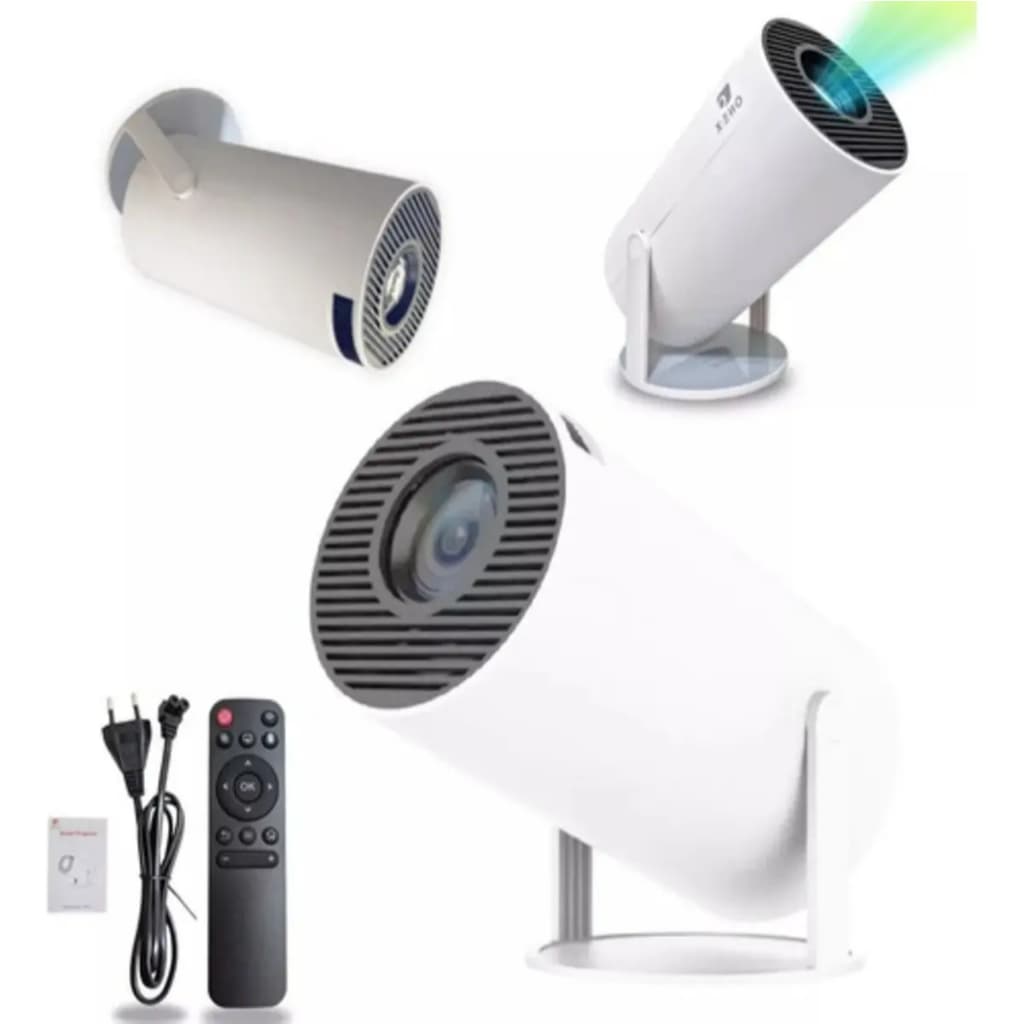 Projetor Portátil Ultra HD 4K HDR HY320 / HY300 Android WiFi Bluetooth Mini Cinema Branco/Preto