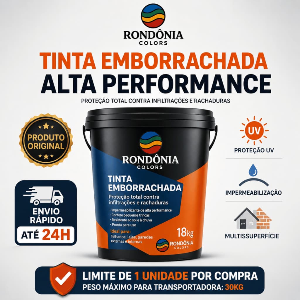 Tinta Emborrachada 18kg 3,6kg Impermeável Laje Parede Proteção UV Contra Sol Chuva Umidade Mofo Casa