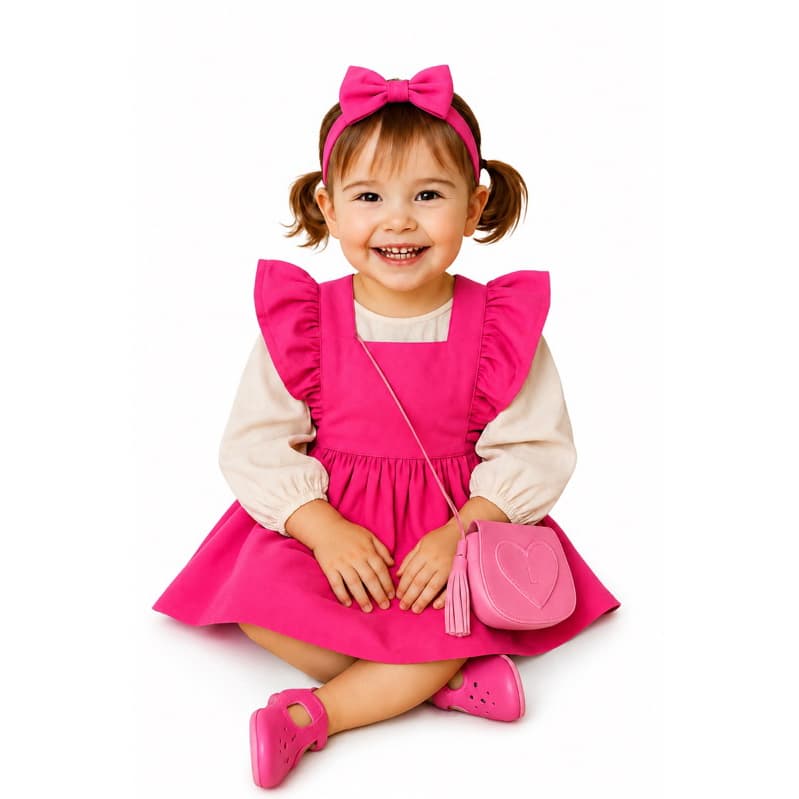 vestido menina pink  estilo boho linho