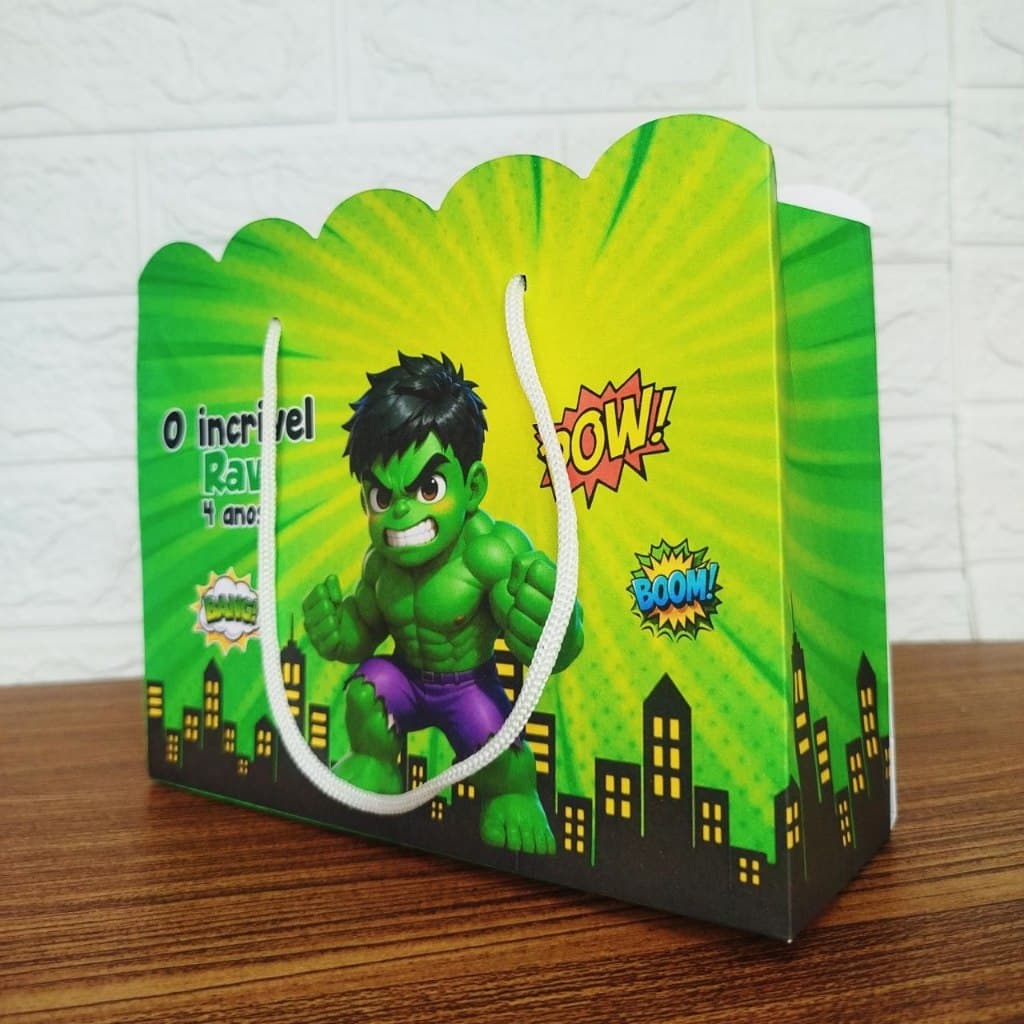 Sacolinha Personalizada Ondulada Lembracinha Hulk-Pegue e Monte