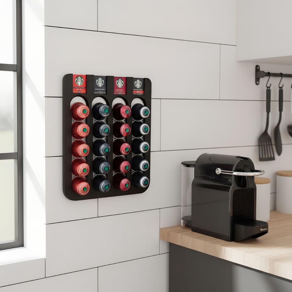 Porta Cápsulas Nespresso de Parede com Design Vertical e Quatro Colunas