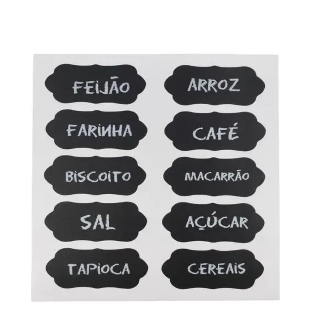 Etiquetas Adesivas Preto 30 Unidades  Potes Alimentos Temperos Cozinha
