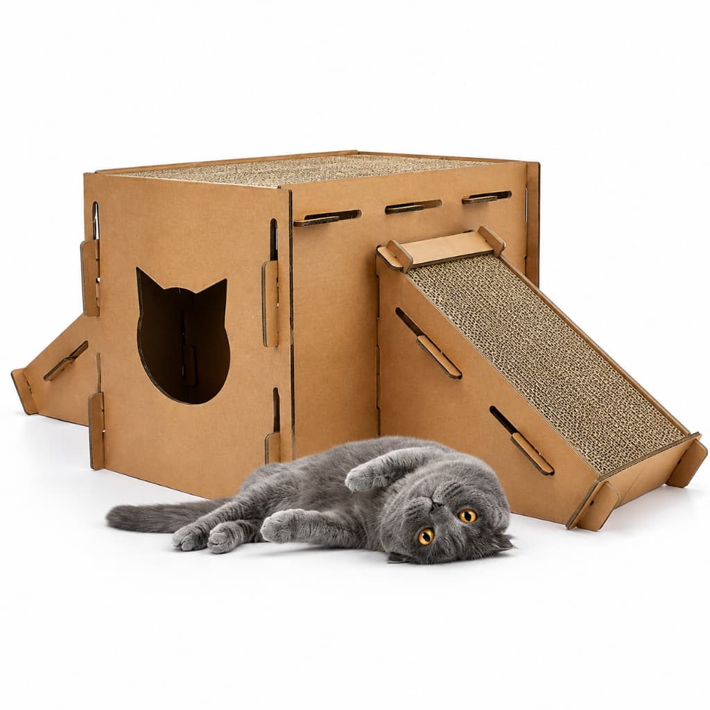 Arranhador com Duas Rampas Super Toca De Papelão Brinquedo de Arranhar para Gatos