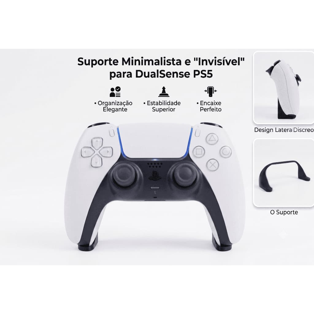 Suporte Invisível para Controle PS5 DualSense Minimalista Moderno Premium Organizador de Mesa Gamer