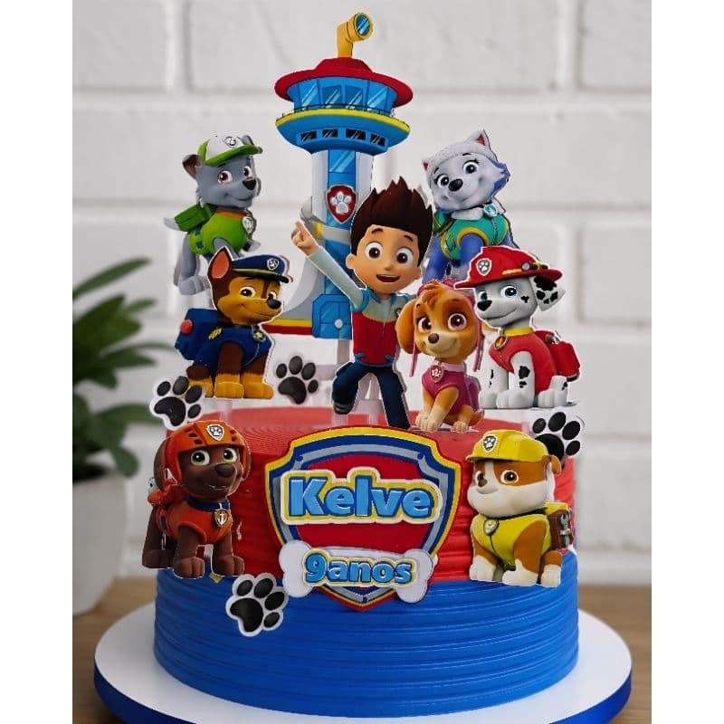 Topo de Bolo Patrulha Canina Personalizado Nome e Idade | Papel Fotográfico | Festa Infantil