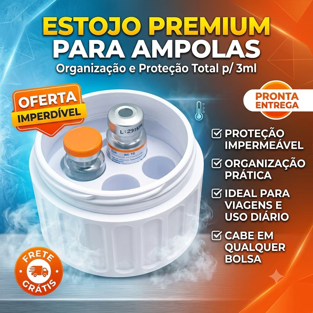 Estojo Protetor Case Porta Ampola Vacina e Injeções 3ml a 5ml - Organizador 4 Ampolas