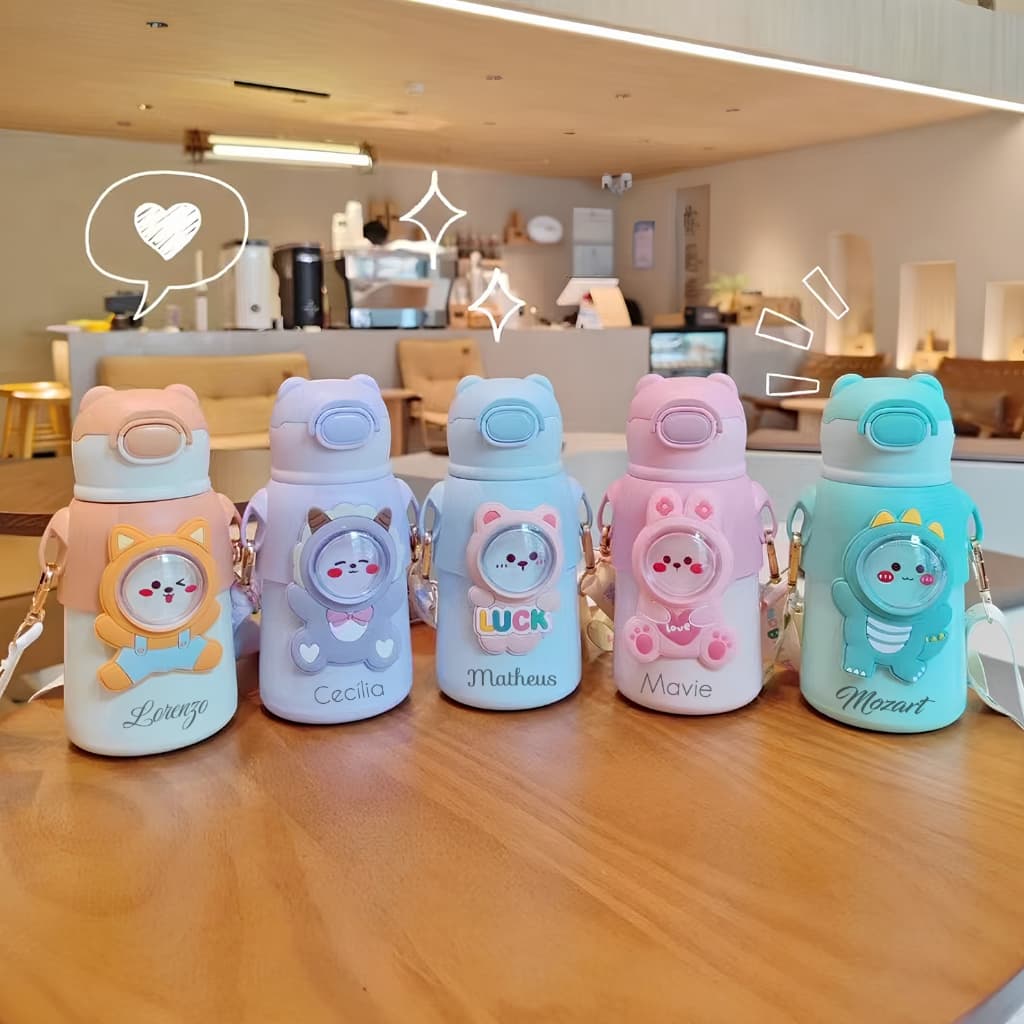 Garrafa Térmica Infantil De Inox Com Nome Escrito Gravado Escolar Creche PERSONALIZADA
